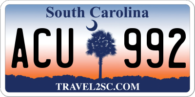 SC license plate ACU992