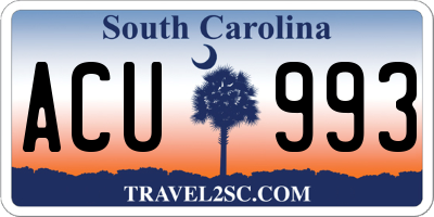 SC license plate ACU993