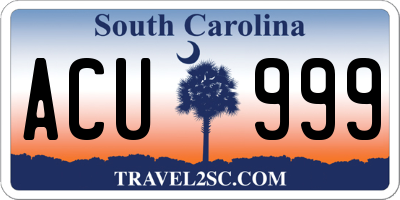 SC license plate ACU999