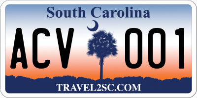 SC license plate ACV001