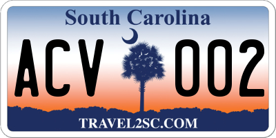 SC license plate ACV002