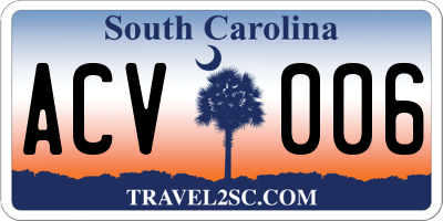 SC license plate ACV006