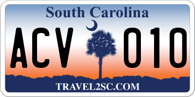 SC license plate ACV010