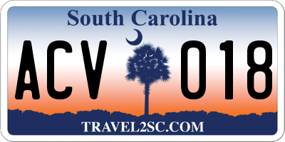 SC license plate ACV018