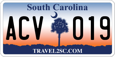 SC license plate ACV019