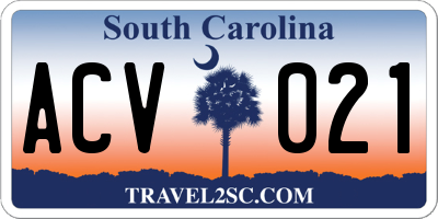 SC license plate ACV021