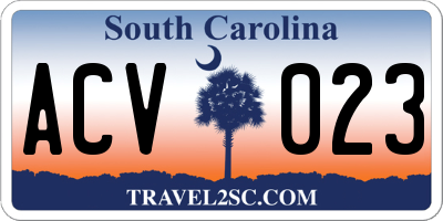 SC license plate ACV023