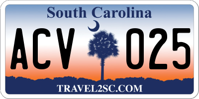 SC license plate ACV025