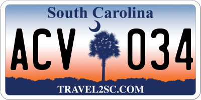 SC license plate ACV034