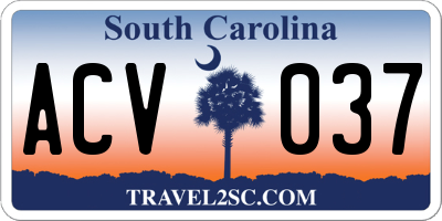 SC license plate ACV037
