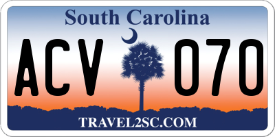 SC license plate ACV070