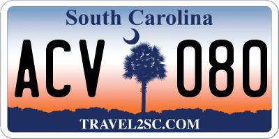 SC license plate ACV080