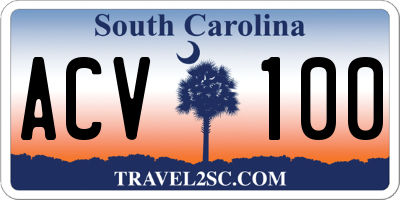SC license plate ACV100