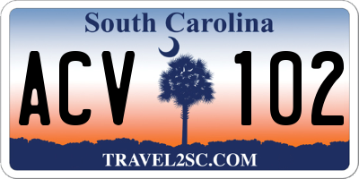SC license plate ACV102