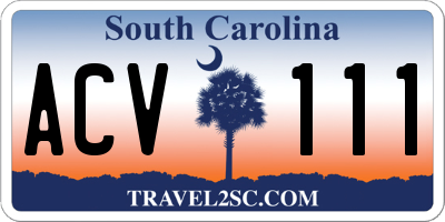 SC license plate ACV111