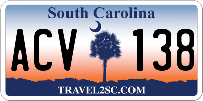 SC license plate ACV138