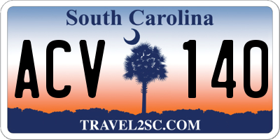 SC license plate ACV140