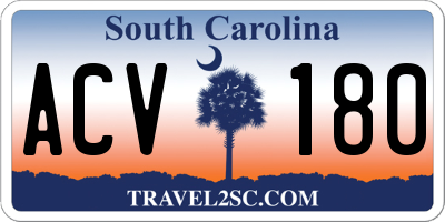 SC license plate ACV180