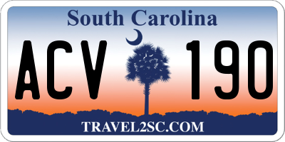 SC license plate ACV190
