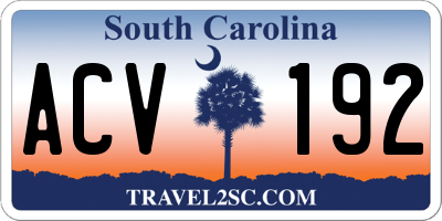 SC license plate ACV192