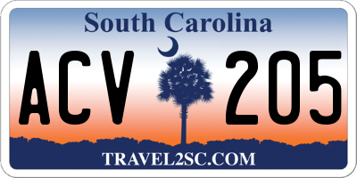 SC license plate ACV205