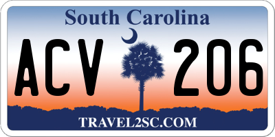 SC license plate ACV206