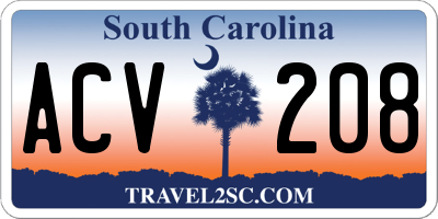 SC license plate ACV208