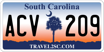 SC license plate ACV209