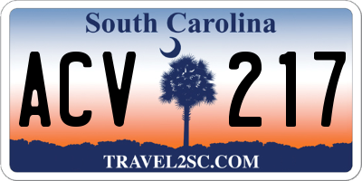 SC license plate ACV217