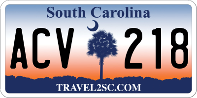 SC license plate ACV218