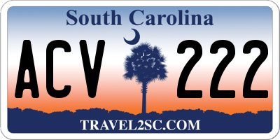 SC license plate ACV222