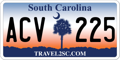 SC license plate ACV225