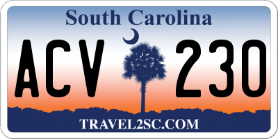 SC license plate ACV230