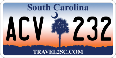 SC license plate ACV232