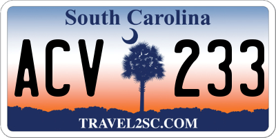 SC license plate ACV233