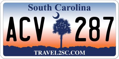 SC license plate ACV287