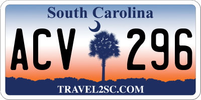 SC license plate ACV296
