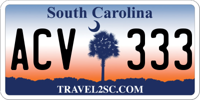 SC license plate ACV333