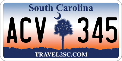 SC license plate ACV345