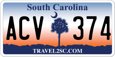 SC license plate ACV374