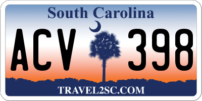 SC license plate ACV398