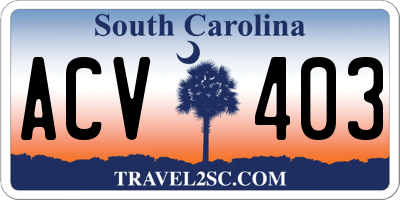 SC license plate ACV403