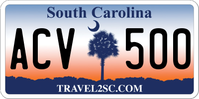 SC license plate ACV500