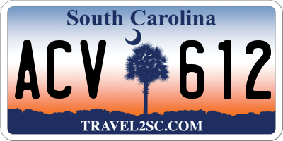 SC license plate ACV612