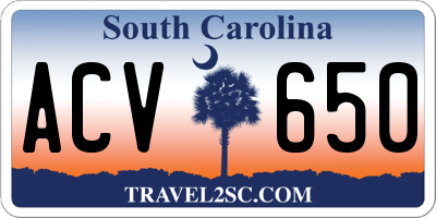 SC license plate ACV650