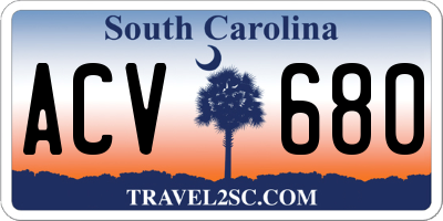 SC license plate ACV680