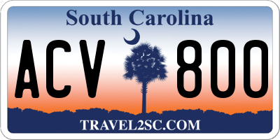 SC license plate ACV800