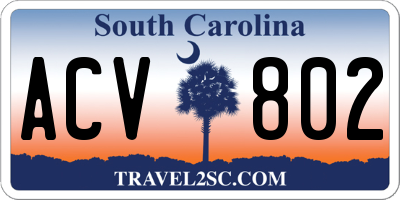 SC license plate ACV802