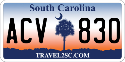 SC license plate ACV830