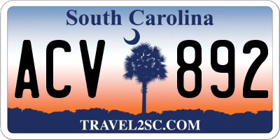 SC license plate ACV892